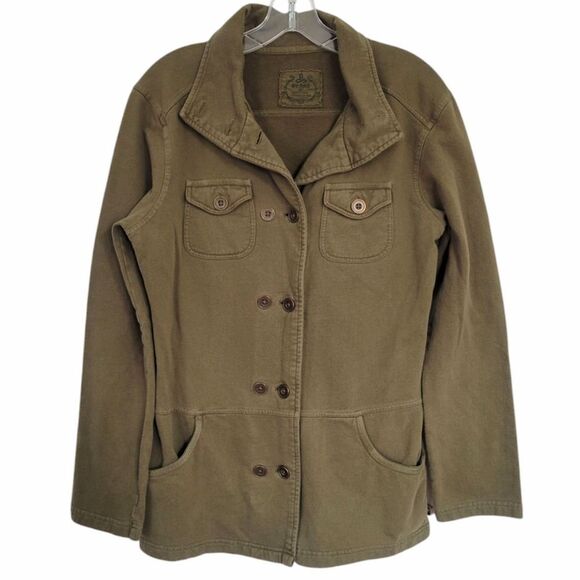 prAna Breathe Women's Olive Green Double Breasted Military Style Jacket Size XL - Picture 2 of 6